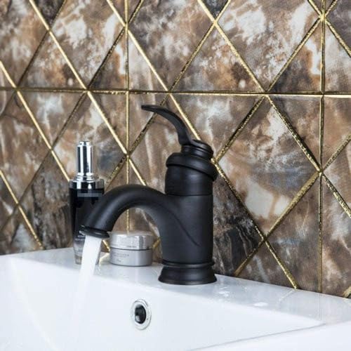 Robinet de salle de bains en bronze noir brossé mitigeur monocommande