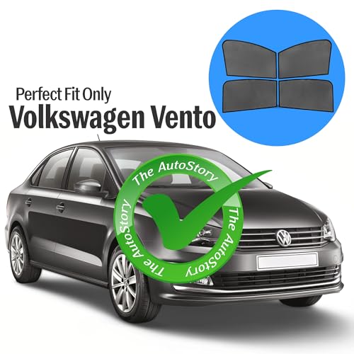 Image of AutoStory Custom Fit Black Mesh Car Sunshade for Vento | UV & Heat Protection Car Window Curtains | Privacy Car Sun Shade | Breathable Vehicle Specific Side Window Shades
