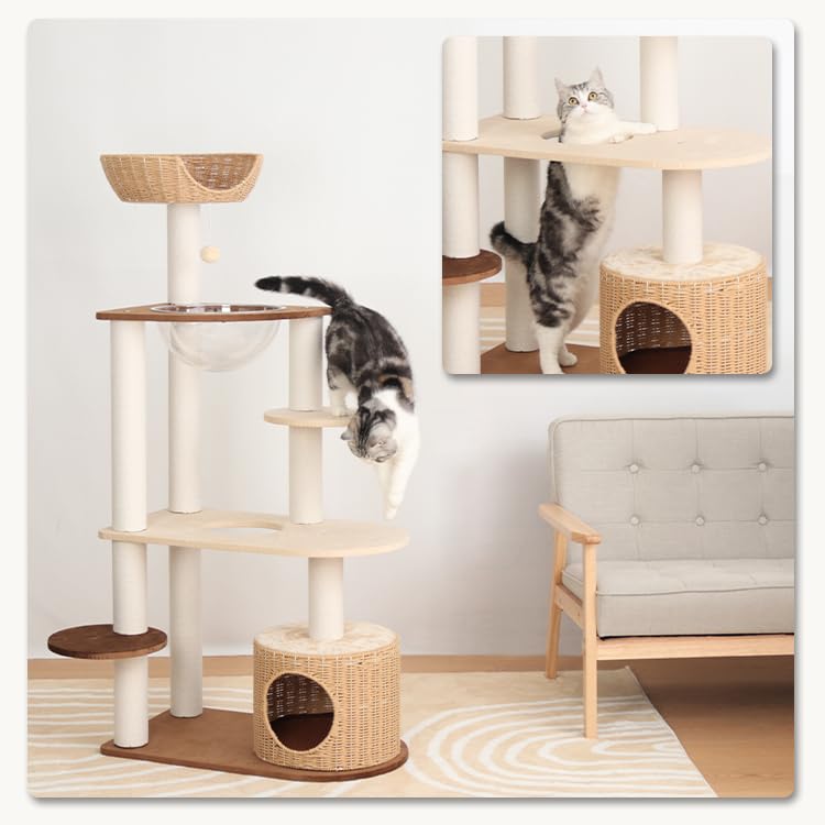 Amazon | 【なになにLife】 キャットタワー 据え置き おしゃれ 大型 高