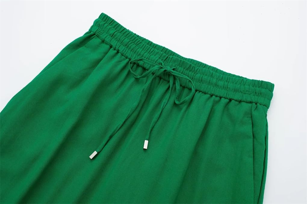 Women's Drawstring Wide-Leg Pants with Back Pockets