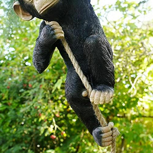 Darthome Ltd Climbing Monkey Hanging On Rope Garden Tree Ornament Statue Sculpture Decoration