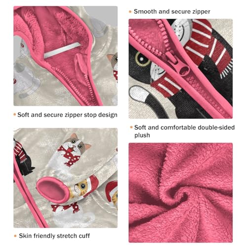 OTVEE Christmas Cute Cat Kids Hoodie Jacket Fall Spring Full Zip Warm Outwear Coat3