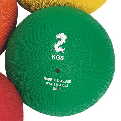 S&S Worldwide Rubber Medicine Ball, 4.4 lb (2kg), Green, 7.75 Inches, 4 Pounds