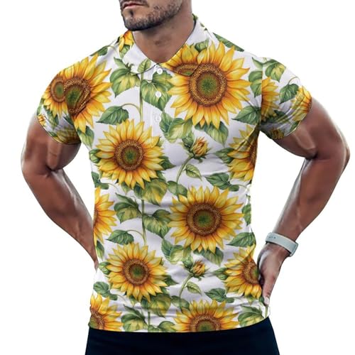 Polo de golf homme imprimé tournesol idéal pour le parcours