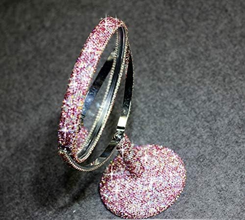 Espejo de Maquillaje Bling con Pedrería, Giratorio 360°, Rosa miniatura 6