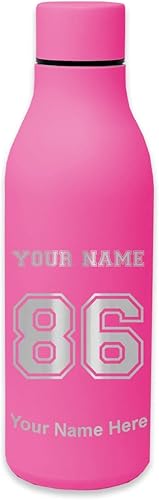 Miniatura 13 de LaserGram Botella de agua de acero inoxidable de doble pared, camiseta deportiva, grabado personalizado incluido Azul claro,Negro,Rosa,Morado