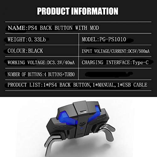 AOLION PS4 Back Button Attachment product information table