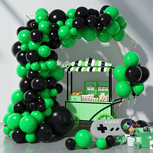 Gremag Black And Green Balloons Garland Kit, Gamer Birthday Decorations Balloon Arch Kit, 97Pcs Matte Green Black Balloons, 18 12 10 5 Inch Latex Balloon For Boys Kids Video Game Football Theme Party #TOP3