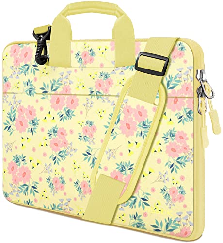 Image of Hseok Laptop Shoulder Bag 13 13.3 14 Inch Case Compatible with MacBook Pro /Neo 14 inch M5 /M4 /M3 /M2 /M1,Mac Air /pro /Neo 13 inch and Most 13 13.3 14 Notebooks,Spill-Resistant Briefcase,Daisy Beige