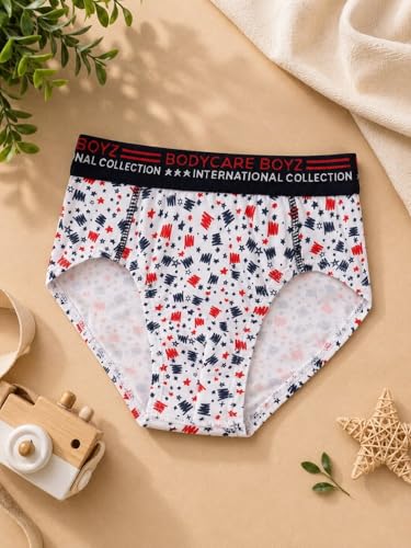 Image of BODYCARE Boy's Cotton Briefs Pack of 2 | Solid Kids Underwear | Soft Breathable Fabric | Stretchable Waistband | Comfortable Innerwear (Color & Print May Vary)