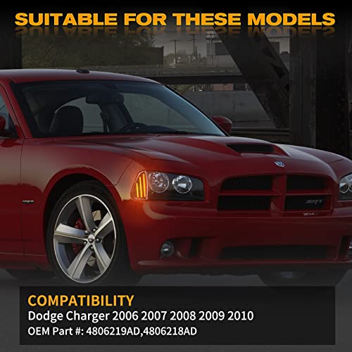 Popmotorz Dynamic Sequential Led Corner Lights Front Side Marker Lights Assembly For Dodge Charger 2006 2007 2008 2009 2010 Side Marker Turn Signal Corner Lamps Driver And Passenger Side Smoked Black #TOP3