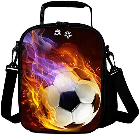 7-mi Kids Football Printed Lunch Box Bag, 5L Capacity, Stylish Design, Made-to-Last Zipper, Cushioned Carrying Strap, Easy to Clean