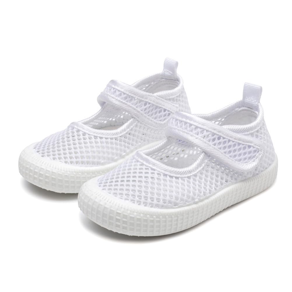 JGKDTX Boy Girl Lightweight Breathable Toddler Mesh Sneakers Beach Water Shoes Non-Slip Walking Shoe (White, Numeric_8)