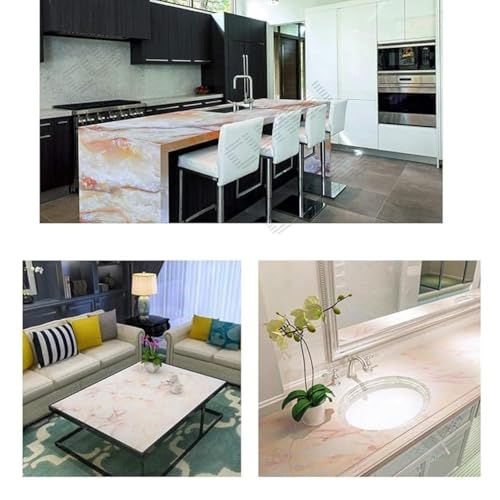 Image of Self Adhesive Marble Wallpaper Kitchen Oil Proof & Waterproof Wallpaper for Cabinet Makeover, Almirah, Plastic & Tabletop, Wardrobe (60x200cm) (Orange)