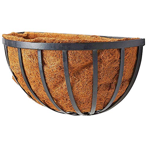 Arcadia Garden Products 1527 Half Round Wall Mounted Hanging Planter Basket with Coco Liner 16'