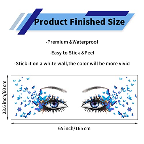 Beautiful Eyelash Eyes Wall Stickers Flying Butterfly Wall Decals Beautiful Girl Heart Wall Decor Vinyl Wall Art Butterflies Wall Decor Stickers For Women Girls Bedroom Living Room Decoration #TOP2