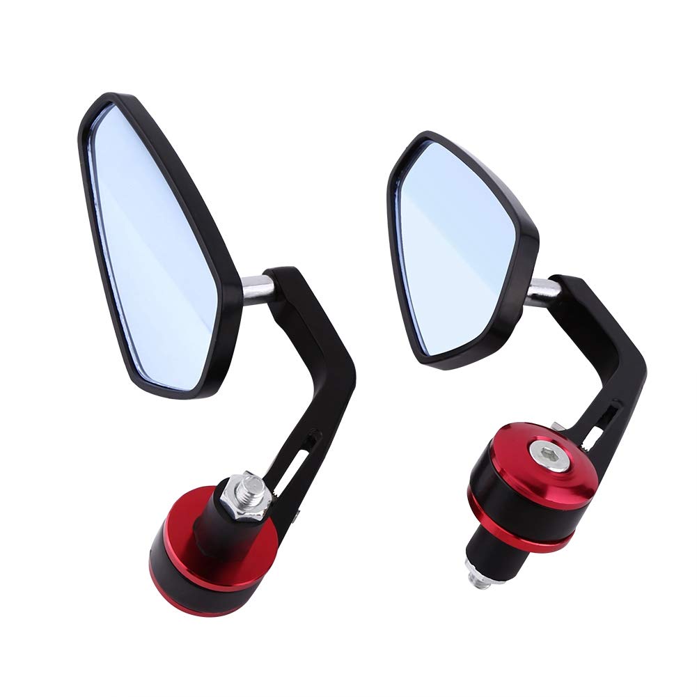 Espejos retrovisores, motocicleta de aluminio universal, espejos laterales retrovisores traseros con extremo de barra de mango de 7/8 pulgadas(rojo)