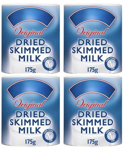Paquete de leche seca en polvo con leche desnatada seca original en polvo de Marval 175 g (paquete de 4)