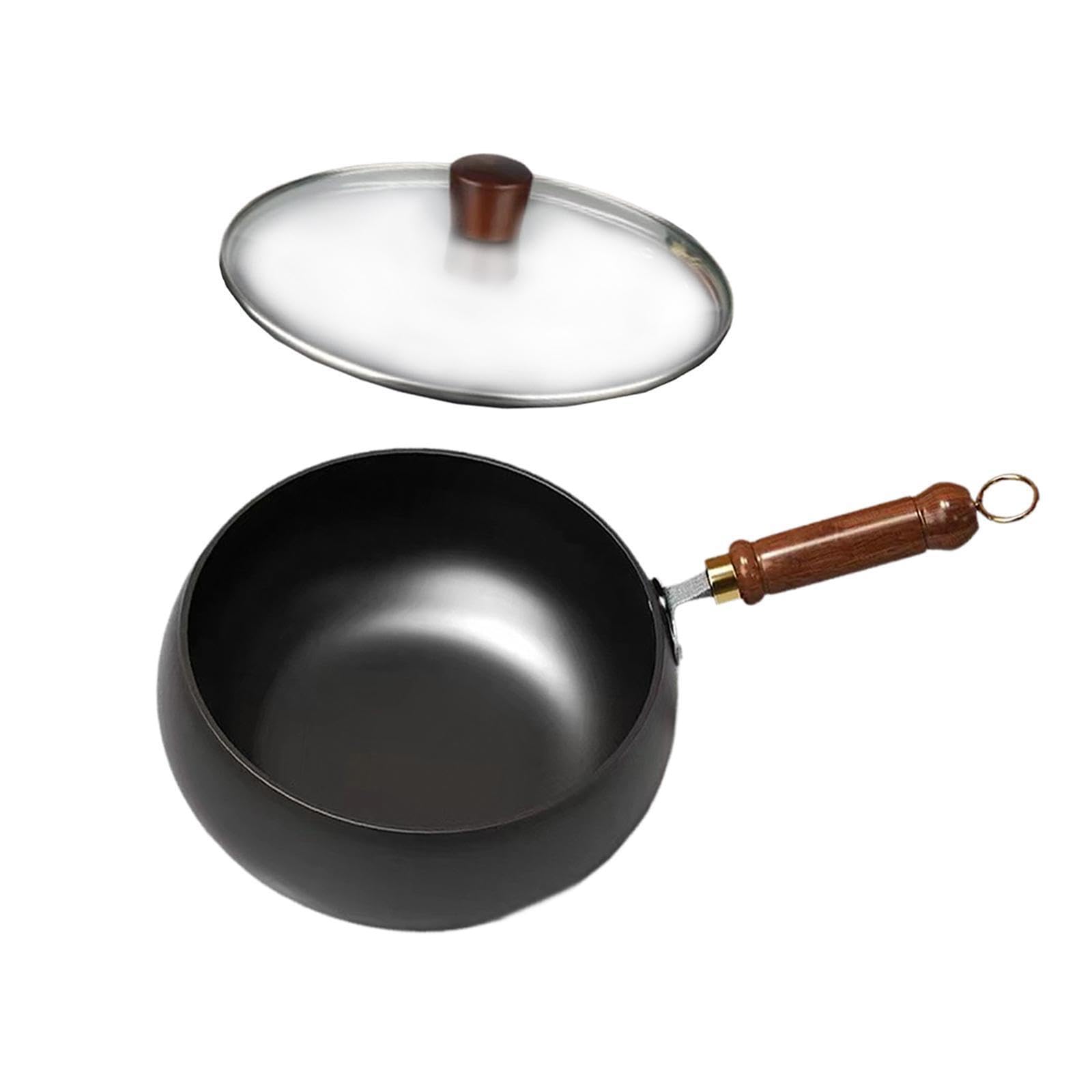 Padella Wok da 45 pollici per una cottura fluida con rivestimento antiaderente e manico ergonomico. Il Wok cinese è adatto a tutti i tipi di cottura, coperchio in vetro, 24 cm