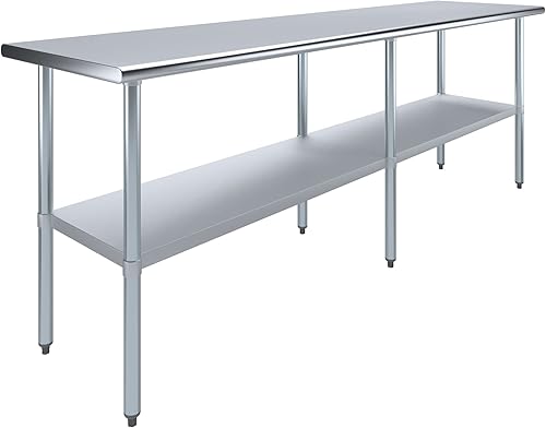 Vista 19 de AmGood Mesa de trabajo de acero inoxidable de 18 pulgadas x 36 pulgadas Mesa de preparación de alimentos de cocina de metal NSF