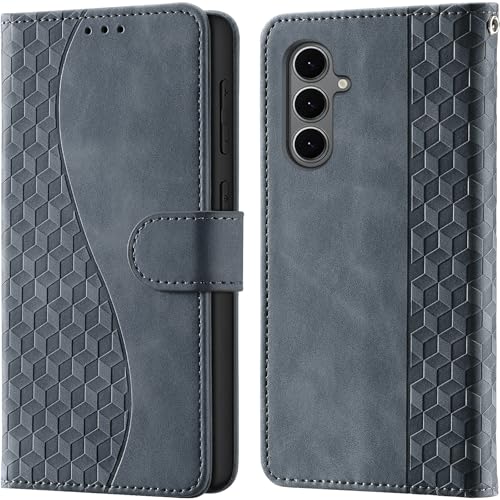 Image of Flip Wallet Case for Samsung Galaxy S25 FE PU Leather Gray Purple | RFID Blocking 3 Card Slots, Built-in Kickstand, Shockproof Protective Flip Phone Cover for Samsung S25 FE
