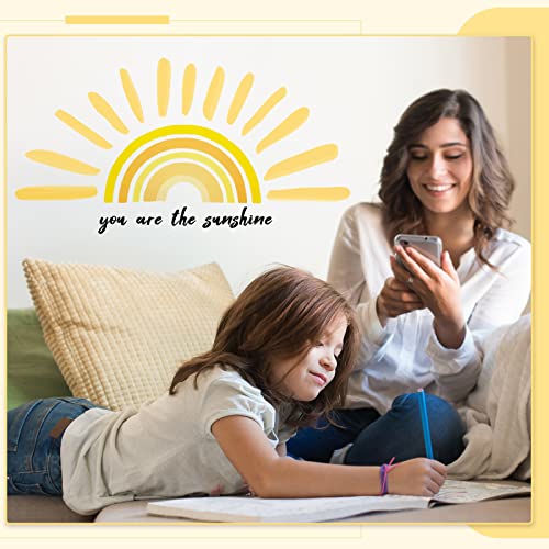 Boho Sun Wall Decals You Are The Sunshine Wall Stickers Boho Rainbow Wall Decals Large Half Sun Wall Decor Decals For Nursery Bedroom Classroom Wall Stickers Murals Decorations #TOP6