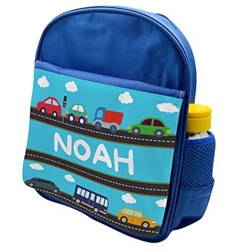 Sac à dos enfant voitures personnalisé bleu M pour la rentrée en maternelle