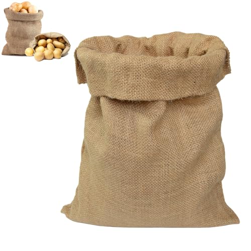 1 Pack Large Hessian Potato Sack Natural Hessian Large Jute Sacks (40 X 60cm) Reusable Woven Sand Storage Open-Top Burlap Sack for Potatoes Coffee Beans Vegetables Kitchen Storage Bags