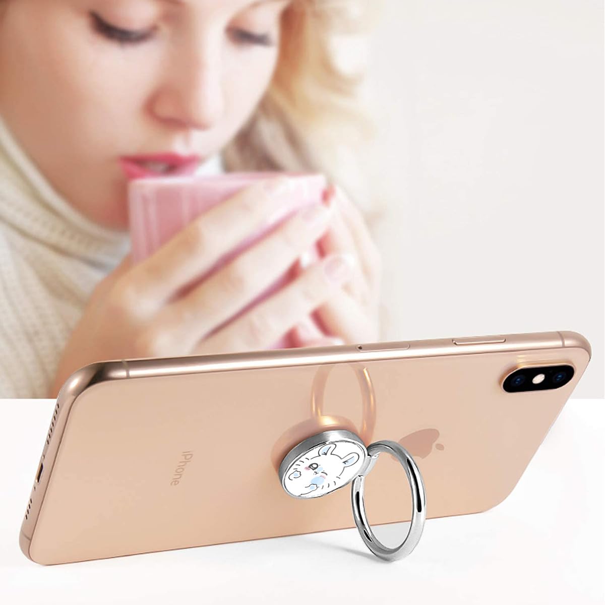 Amazon.co.jp: スマホリング ちいかわ 携帯リング 360度回転 バンカー