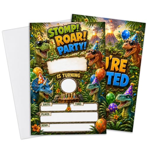 Nuvimaru Dinosaur Birthday Invitations, Stomp Roar Party Invites