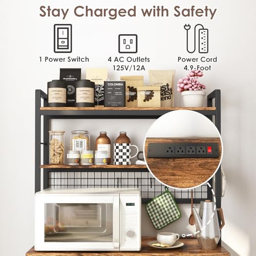 GUULIBERA Multi-Functional Mini Fridge Stand with Wheels, Wooden Mini Fridge & Microwave Storage Shelves, Large Bakers Rack and Storage for Kitchen Appliances, Perfect for Dorm Kitchen Coffee Bar by GUULIBERA - Image 7