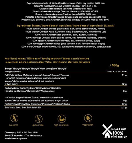 Cheesepop Popped Cheese Snack (Cheddar, 1x Beutel 500g) - 100% Käse ...überraschend knusprig! clean label - natürliches Produkt - vegetarisch - keine Kohlenhydrate - Keto - proteinreich - glutenfrei - Image 7