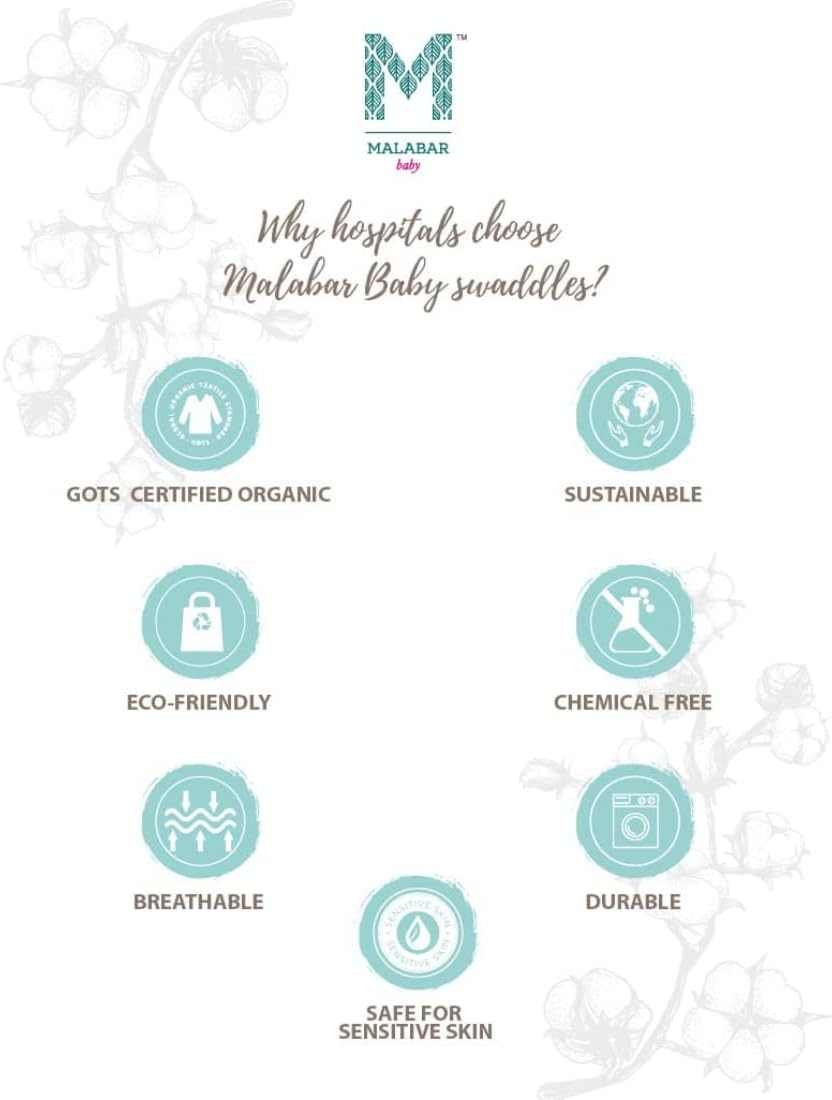 Malabar Baby Organic Swaddle Blanket Set, Luxurious Cotton Muslin Blankets for Girls Boys, Baby Receiving Swaddles for Newborns Infants, 2 Pack (Sakura)