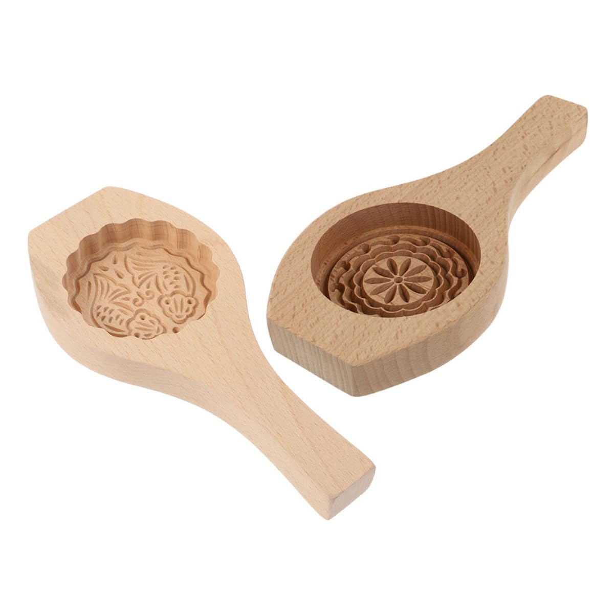 2Pcs moon cake mold Wooden Baking Wooden Handmade Baking cake stencil cookie cake wooden cake press Household Baking Tools Chocolate Pumpkin Pie 3d handmade soap gadgets