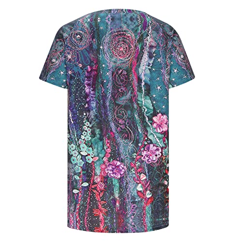 Cozirly Plus Size Tops For Women Casual Trendy Printed Short Sleeve T Shirts Summer Crewneck Henley Blouse Tunic For Leggings #TOP3