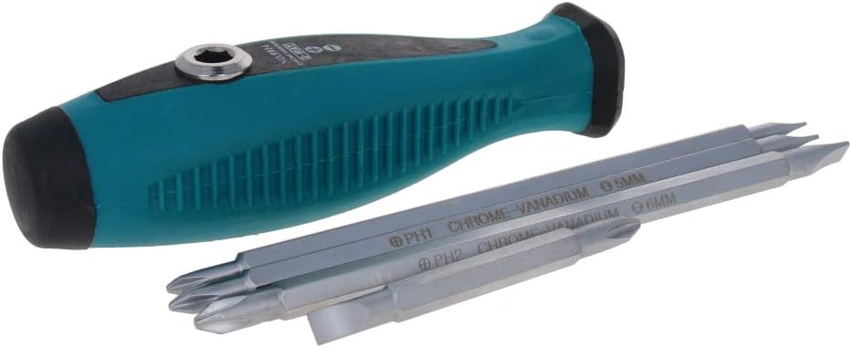 Utoolmart Magnetic Screwdriver Set, 5 in 1 Slotted Phillips Head Screw Driver, 1/4inch Hex Shank Screwdriver Bits Set, with Round Shaft Non Slip Comfortable Handle