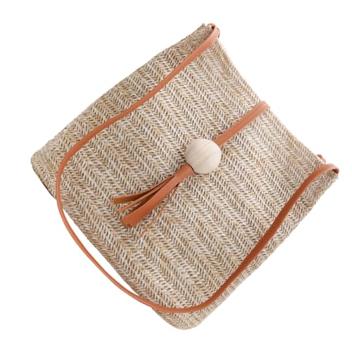 Sac seau en paille marron anti-perte pour sécuriser vos affaires à la plage