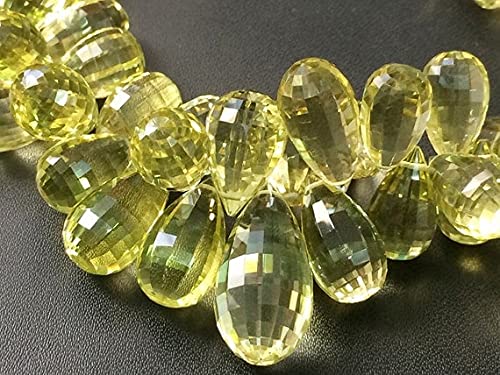 Quartz Citron en Goutte Facetté | Perles de Haute Joaillerie pour Création Unique