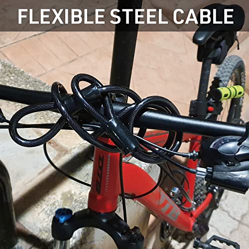 Urban Ur80150B Bike U Lock Wtih Cable, Heavy Duty Anti-Theft Bicycles U Lock Ø0,5In, Security Level 10, Optimal Size, Flexible Double Loop Steel Cable 47X4In, Bracket Holder Bicycles E-Bikes Scooter #TOP6