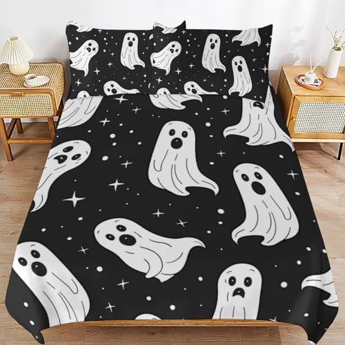 Funda de microfibra suave de fantasma negro con cremallera práctica 2