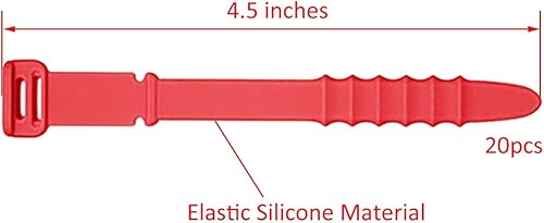 Miniatura 5 de Bridas de silicona, bridas reutilizables, 20 correas de goma para gestión de cables, organizador de cables de silicona elástica para oficina en