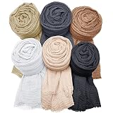 MANSHU 6PCS Women Soft Cotton Hemp Scarf Shawl Long Scarf, Scarf and Wrap, Big Head Scarf.