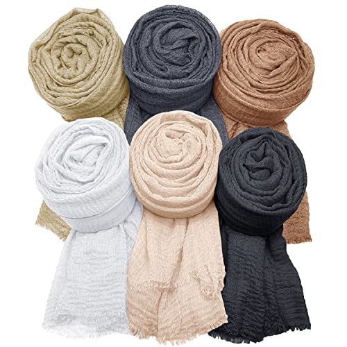 MANSHU 6 PCS Women's Soft Shawl and Wrap, Long Scarf, Big Head Scarf