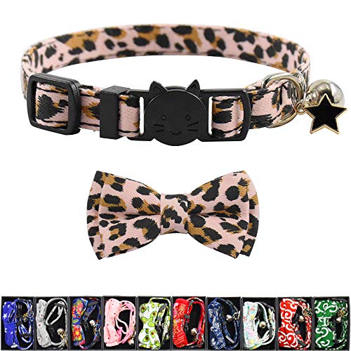 Image of Bowtie Cat Collars Breakaway with Bell, Adjustable Cute Kitty Collars Safety Buckle Kitten Collar for Cat Puppy 7.5-11in (15)