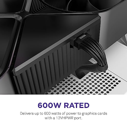 NZXT 12VHPWR Adapter Cable - 12+4-Pin (16-Pin) 12HVPWR to Dual 8-Pin PCIe - Compatible with NVIDIA 40 Series Graphics Cards and Existing NZXT ATX 2.X PSUs (PA-xG1BB) - Rated for 600 Watts - Black by NZXT - Image 3