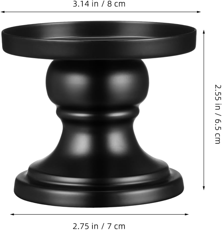 Luxshiny Black Metal Pillar Candle Holders Set of 2 - Elegant Candlestick Candle Holders for Home Wedding Party Tabletop and Fireplace Decoration