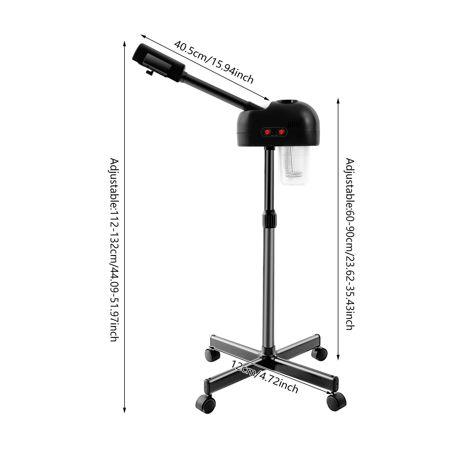 Sauna facciale elettrica 800W, Vaporizzatore viso nano ionico | vapore caldo, apre i pori, idrata, cura professionale e casa, altezza regolabile