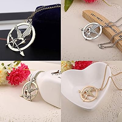 Mockingjay Necklace Hunger Games Victorious Badge Necklace Cosplay Accessories (Golden Color)