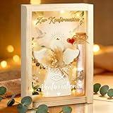 Konfirmation Geschenk für Mädchen Junge, Konfirmation Geldgeschenke mit LED, Getrocknete Blumen,Holzbox, Grußkarte, Engel und Fische, Geldgeschenke Verpackung