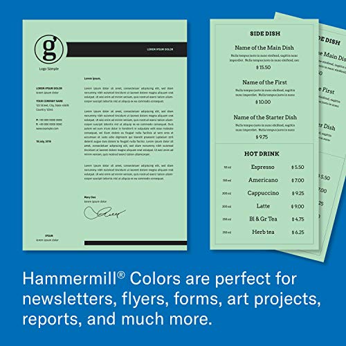 Image of Hammermill Colored Paper, 20 lb Green Printer Paper, 3 Hole - 10 Ream (5,000 Sheets) - Made in the USA, Pastel Paper, 102947C
